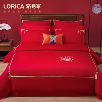 Luoyi's four-piece wedding bed set wedding red bedding sheets quilt cover embroidered wedding quilt cover wedding