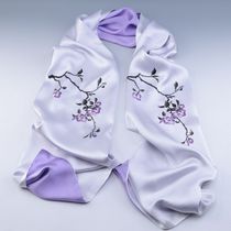 Su embroidered scarf shawl women autumn and winter hand embroidered 100% Silk silkworm silk scarf long high-grade gift
