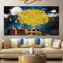 Big time digital perpetual calendar electronic clock 202019 new landscape home living room wall hanging wall clock