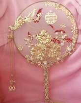 diy material bag ancient wind group fan Bride wedding gift fan married handmade happy fan hand-held Flower Chinese style show clothes