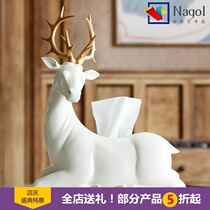 Nordic light luxury lucky deer tissue box decorative ornaments household desktop cartons resin crafts housewarming gifts