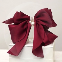 Bridal toast with a simple atmosphere 2021 The new Han style retro red large butterfly knot hair clip