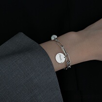 Korean version of S925 Silver Sweet Love bracelet female retro letter round brand smile bracelet couple girlfriends temperament