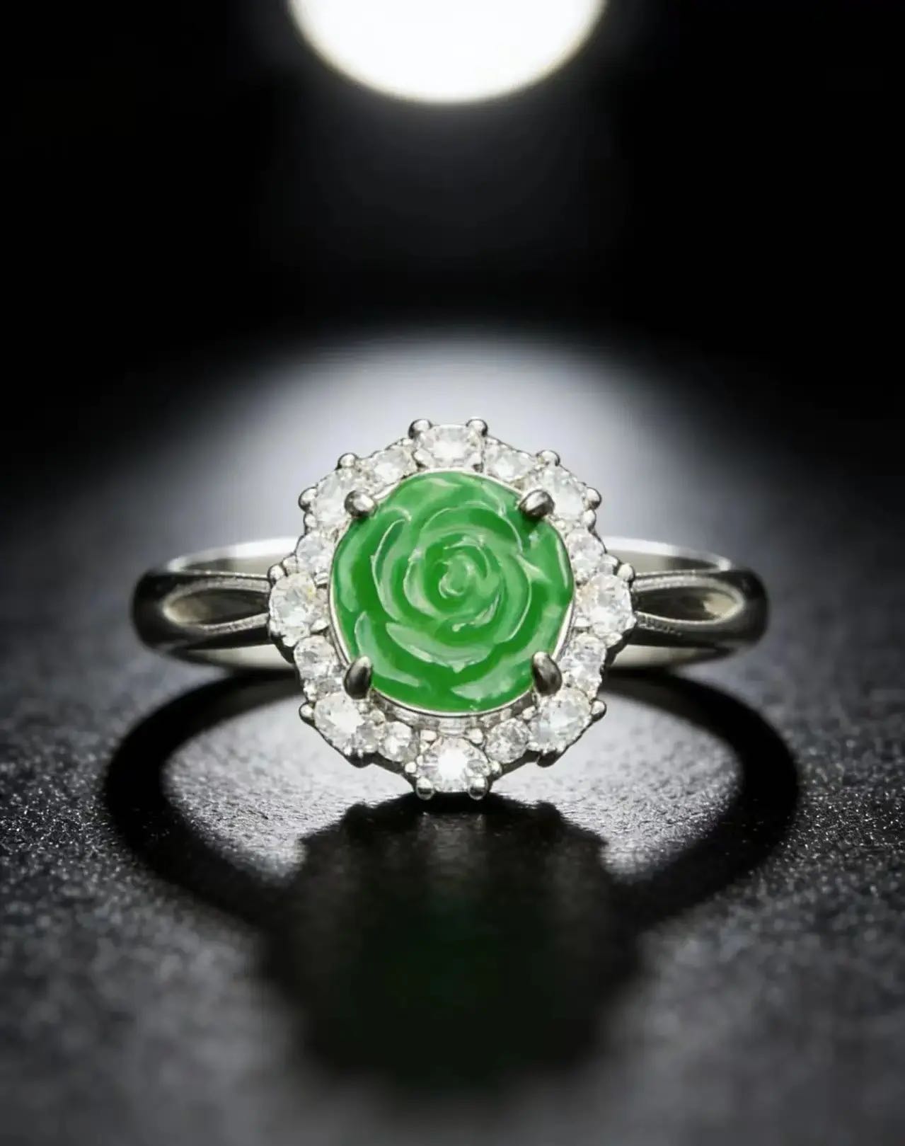 Natural grade A jade full green ring