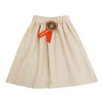 Linen skirt hemp color Chinese style retro Hanfu national big swing skirt girls baby cotton linen spring and autumn thick section