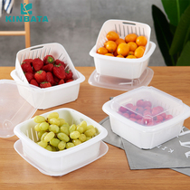 Japanese Home Double Wash Vegetable Basket Kitchen Refreshing Box Wash Fruit Plastic Drain basket Living room Home Fruit tray