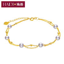 Heidi Jewelry Hao wrist strong light white starry fresh water pearl bracelet double starry bracelet 18K gold female