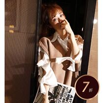 LIN CHAO ZHANG early spring album academic style detachable beautiful girl fake two knitted vest vest