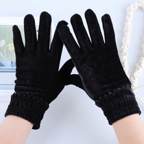 Spring autumn winter style ladies Monolayer Thin style Driving riding Warm Skincare Fashion Dance Gold Velvet Gloves