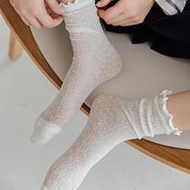 White Lace stockings Childrens jk stockings Summer thin stockings Summer cotton Japanese fungus lace stockings