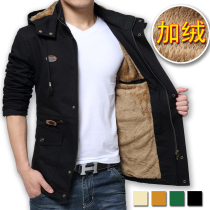 Special clearance mens cotton coat autumn and winter Korean leisure trend handsome long plus velvet padded jacket