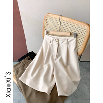 Little hikers) 2022 vintage high waist suits shorts 50% Pants Women Summer New Broadleg Straight Barrel Flavoursome Pants