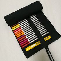  Canvas pen curtain 36 48 72 holes plain handmade pen bag Japanese and Korean simple pen box creative pure black simple