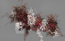 Wedding material Thai hand-painted floral renderings red white wire combination psd layered material