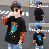 Boys autumn clothes 2021 new middle and Big Boy foreign childrens coat handsome Spring and Autumn long sleeve base shirt