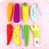 Silicone carrot banana pencil bag Primary school cartoon net red cute kindergarten female stationery pencil box large capacity