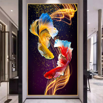 Printed cross embroidered 2022 new line embroidered double strokes of chaejin carp living room Xuanguan significant atmospheric embroidery handmade embroidery