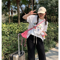 ALIN Custom Big Code Woman Dress Fat Sister Mm Conspicuic Short Sleeve Blouse 200 Catty Letters Printed 100 Hitch Short Sleeve T-shirt