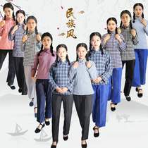 High-grade peasant clothes National sketches Adult dance clothes Ordinary people peasant women village girls dressed tea-picking women performance clothes