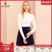 ELAND clothes love Spring Summer Academy wind small man temperament thin irregular side open fork skirt lady