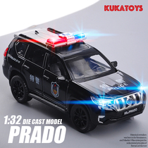  Alloy simulation 6 door Prado off-road toy police car model siren sound light return childrens car boy