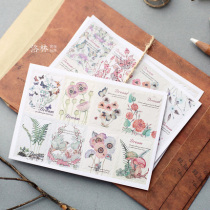  Lorraine Korean retro hand-painted floral paper decorative Sticker Diary Sticker 3 sheets