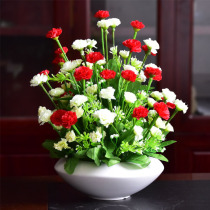 Carnation Emulation Flower Bouquet Vase Flower Arrangement with Flower Fake Flowers Mother Gift Living Room bedroom Pendulum Furnishing