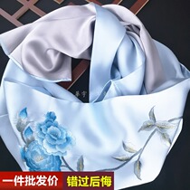 Suzhou specialty silk silk silk scarf Su embroidery hand embroidery Chinese style mulberry silk shawl scarf abroad gift