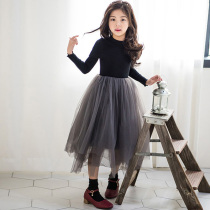 Girls dress foreign style children autumn winter clothes 2021 New plus velvet mesh dress children puffy princess skirt