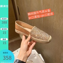 Spot Lv Xiaobu gao Duan She Hua~Small fragrance European and American silk diamond-set daily pedal leather fisherman shoes