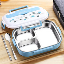 Lunch box Office worker student lunch box Insulation portable cover grid 304 stainless steel lunch box set separation type