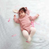 Rabbit-shaped one-piece spring and autumn 0-1 years old men and women baby bag fart clothes Ha clothes climbing clothes open gear 369 months autumn clothes