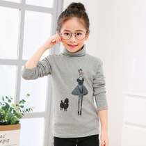 Girls High Collar base shirt 2021 Autumn Mid-day Childrens Winter Clothing Childrens Base T-shirt Pure Cotton Baby Long Sleeve Top