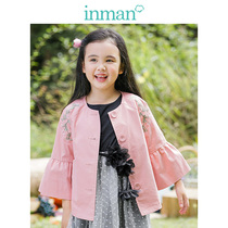 Yinman childrens clothing girl jacket classic round neck open Art Horn sleeve 2020 Spring and Autumn New style wind coat