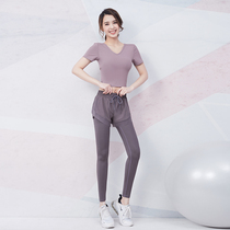 Yoga Suit Womens Summer Day Short Sleeve Fitness Room Display Slim Fit The High End Professional Tennis Red Temperament Movement