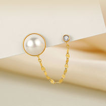 (Ear Silver) Winy ice pool Pearl Pearl Ear Nail Gold Inlaid Drilling Ear Accessories Light Extravagant and Superior Temperament