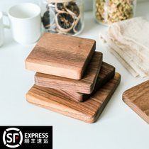 Black walnut solid wood coaster insulation mat square handmade Cup tray kitchen cutlery mat bowl mat tea mat