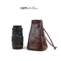 cam-in fetal calf leather camera lens protective bag coffee color Pilu to protect cam7005