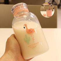 Korean creative trend with straw water cup female student portable cup soft girl Cup plastic portable cup standing