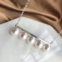 Imported Japan akoya pearl necklace 18k gold balance wood series seawater pearl lock bone chain T home