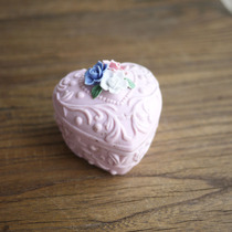 W1962 Outlet European Color Earth Craft Pink Sculpture Flower Retro Heart Shaped First Decorated Case Antique Ceramic Pendulum