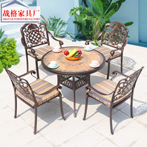 Outdoor Cast Aluminum Table And Chairs Suit Outdoor Villa Courtyard Garden Terrace Balcony Casual minimalist Eurostyle combined iron art