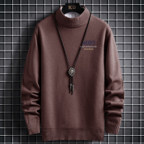 Autumn Winter new semi-high collar sweater Mens Korean version Trend Hong Kong Wind-in-the-bottom pure color needlework casual 100 hitch