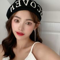 Japan-ROK Tide Pint Spring Alphabet Embroidery Berehat Girlss Fashion Art 100 Lapped Painter Hat Children to Swim Hat Children