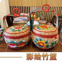 Chaoshan pure hand-made bamboo basket to collect blue storage basket marriage basket traditional bamboo art fixtures