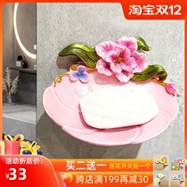 European wall-mounted soap box bathroom non-perforated art soap box toilet nail-free drain soap rack