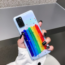Samsung note20ultra Mobile Phone Shell Dreamy Rainbow s20 Transparent Stars Sparkling Soft Shell note10 Hand-painted Line s10 Cute Anti-Fall Softshell s8plus Full Package