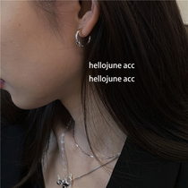 hellojune 925 Silver Oxidized Knot Circle Earrings
