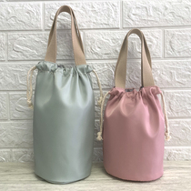 Portable solid color braised Cup bag waterproof Bento bag handbag round lunch bag student lunch bag Japanese rice bag