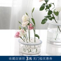 Light luxury simple living room ins wind home creative transparent glass vase Nordic flowers Hydroponic flower arrangement Flower vase